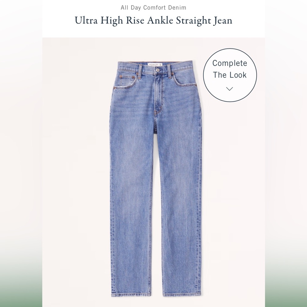 Abercrombie Ultra High Rise Ankle Straight Jean in Medium Long